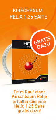 Beim Kauf einer Kirschbaum Tennissaiten Rolle erhalten Sie ein Helix 1.25 Set gratis dazu!