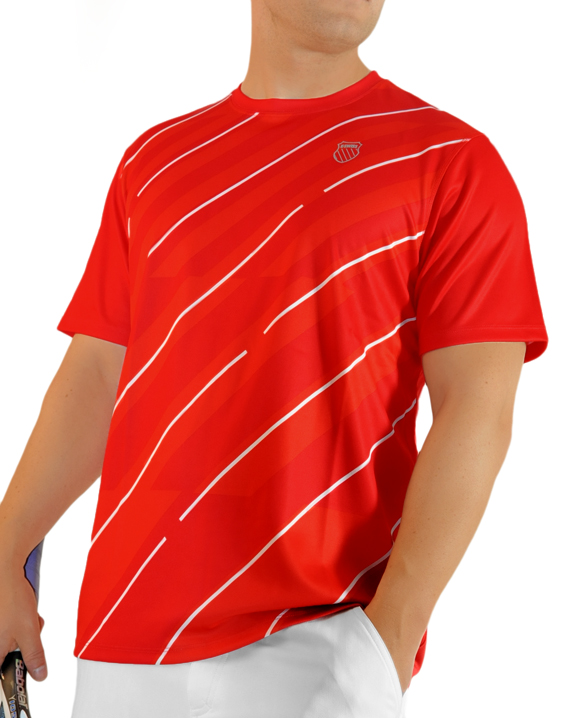 K-Swiss KSwiss T-Shirt Lines Crew rot Herren