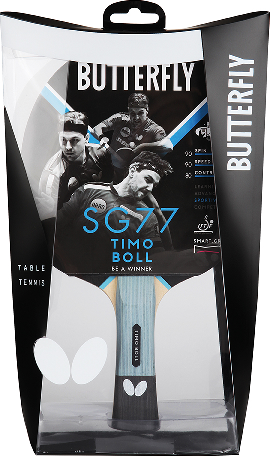 Butterfly Tischtennisschläger Timo Boll SG77 mit Pan Asia Belag mit 1,8mm Schwamm - 1 Schläger