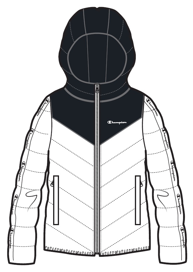 Champion Steppjacke mit Kapuze (gefüttert, warm, winddicht) weiss/schwarz Mädchen, Größe: 152 Image