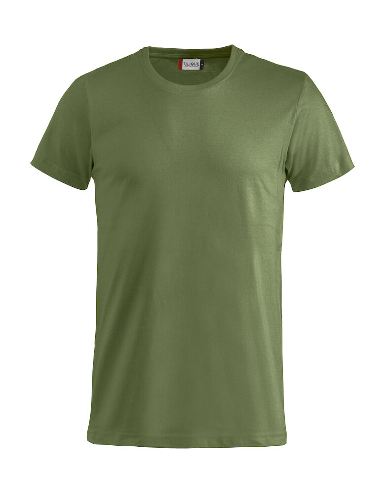 Clique - T-shirt manica lunga Uomo Basic-T L/S, in cotone Jersey, colletto elasticizzato, nastrino parasudore, vestibilità slim-fit (verde acido S