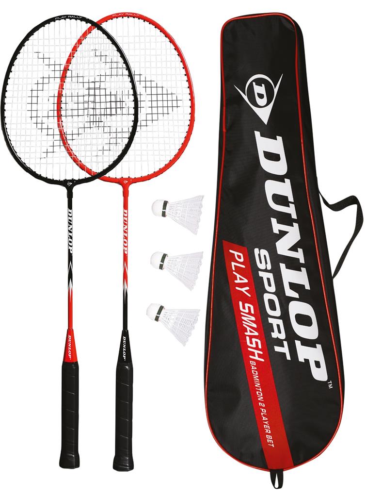 Dunlop Badminton/FederballSet Play Smash (2x Schläger, 3x Bälle, 1x