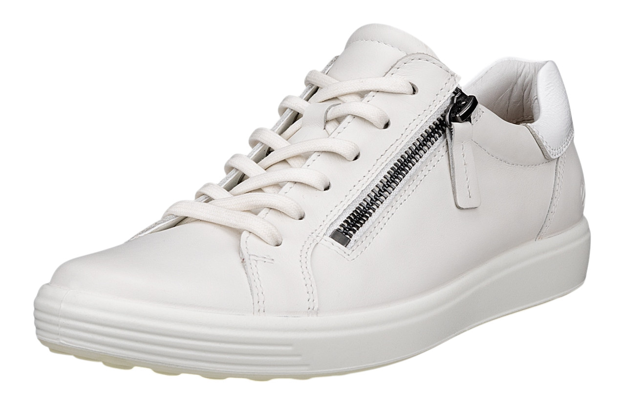 ECCO Sneaker Soft 7 Side Zip Lace (Premium-Vollnarbenleder) weiss Damen, Größe Euro (US): 40