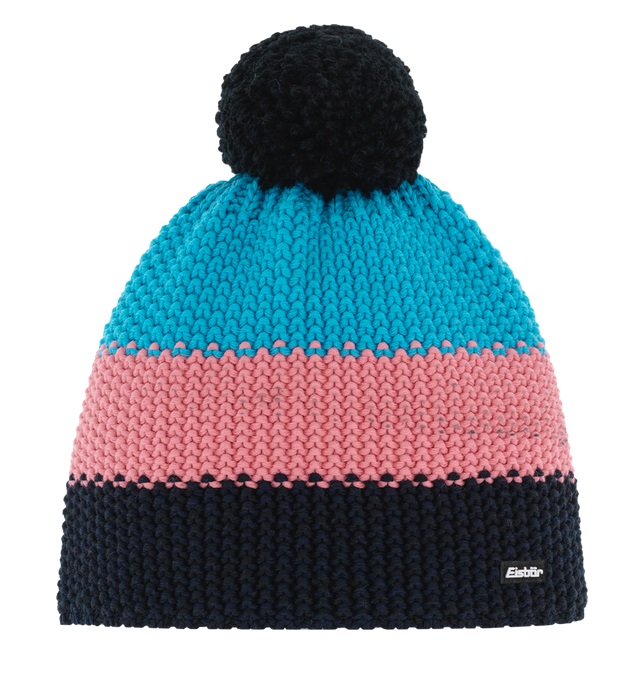 Eisbär Wintermütze Star mit Bommel (Pompon) pink/blau - 1 Stück