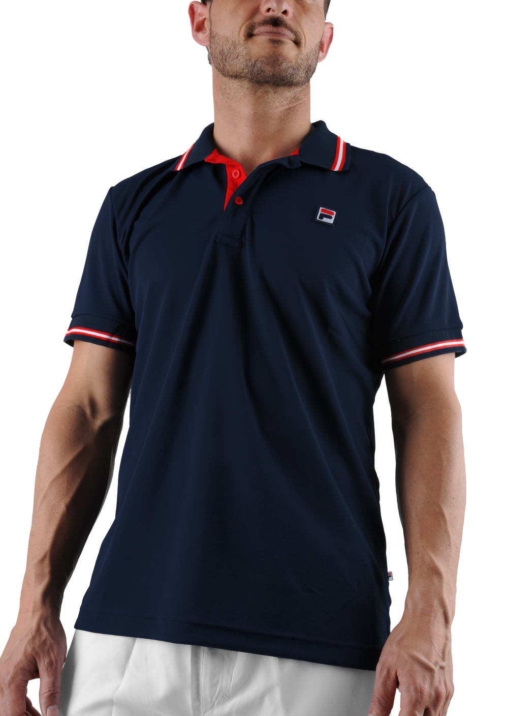 Fila Tennis-Polo Piro navyblau/rot Herren