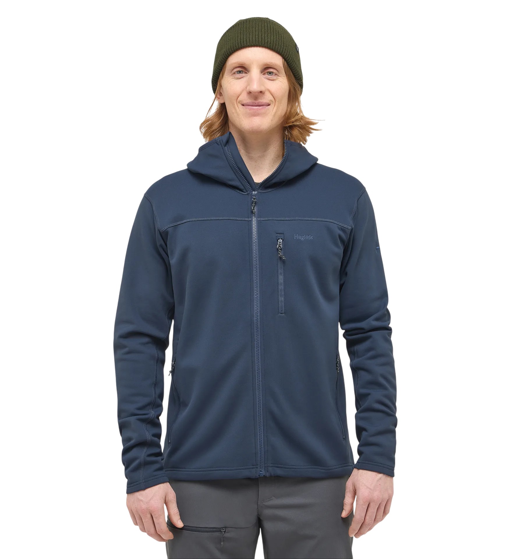 Haglöfs Fleecejacke Rosson mit Kapuze (Midlayer, 4-Wege-Stretch-Fleecematerial) dunkelblau Herren