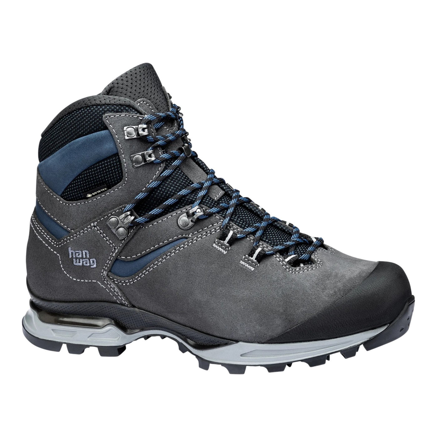Hanwag Wanderschuhe Tatra Light Bunion GTX (Velourleder, wasserdicht, Trekking, Hallux Valgus Variante) asphaltgrau/blau Herren, Größe Euro (US): 42,5 (9,5)