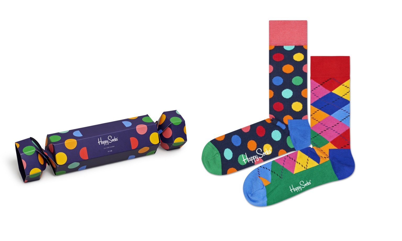 Happy Socks Tagessocke Crew Christmas Big Dot 2er Geschenkbonbon online