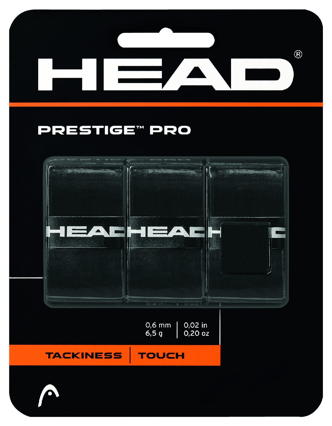 Head Overgrip Prestige Pro (klebrig, glatt) 0.6mm schwarz 3er