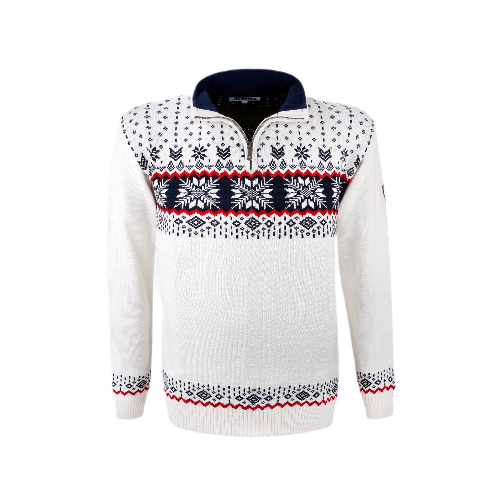 Kama Sweater Pullover 4054 Half Zip (warm, Strickmaterial) weiss Herren