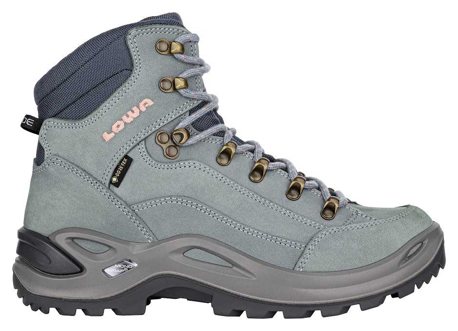 Lowa Wanderschuhe Renegade Mid GTX (All-Terrain, Nubukleder, wasserdicht) eisblau/lachs Damen, Größe Euro (US): 38 (7)