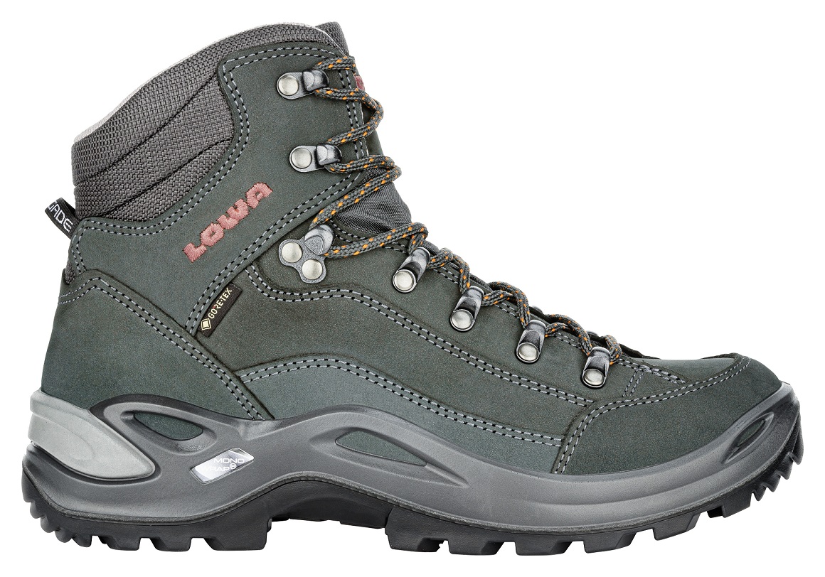 Lowa Wanderschuhe Renegade Mid GTX (All-Terrain, Nubukleder, wasserdicht) anthrazitgrau/mandarine Damen, Größe Euro (US): 39,5 (8)