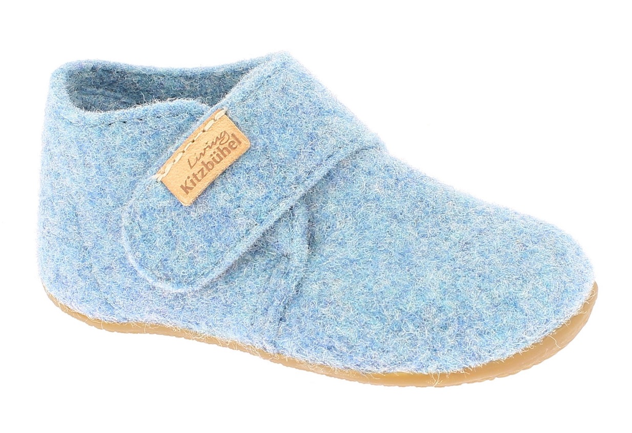 Living Kitzbühel Hausschuhe Klettschuh Filz (Wolle) Unifarben hellblau