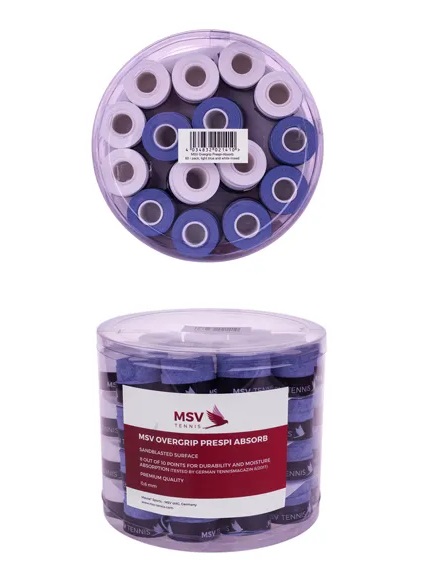 MSV Overgrip Prespi Absorb 0.6mm (Schweissabsorption/Komfort) blau/weiss 60er Box