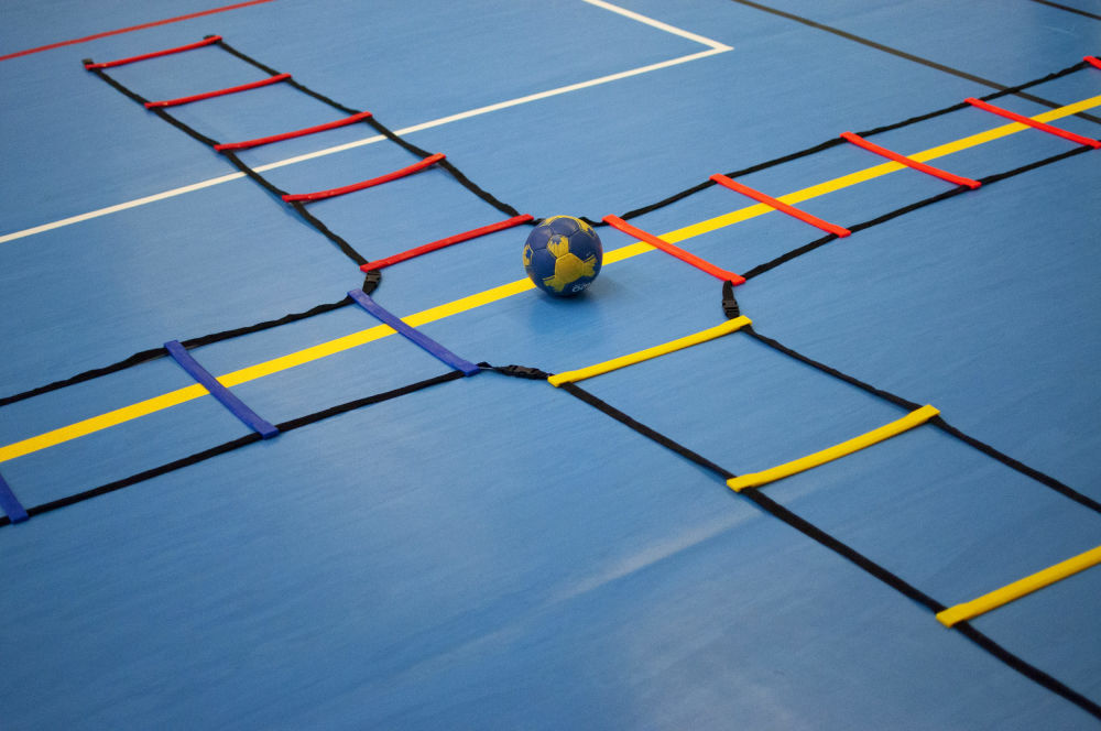 Powershot Kombi-Koordinationsleiter 4er Set(für Koordinationstraining) inkl. Tasche 4m x 2m