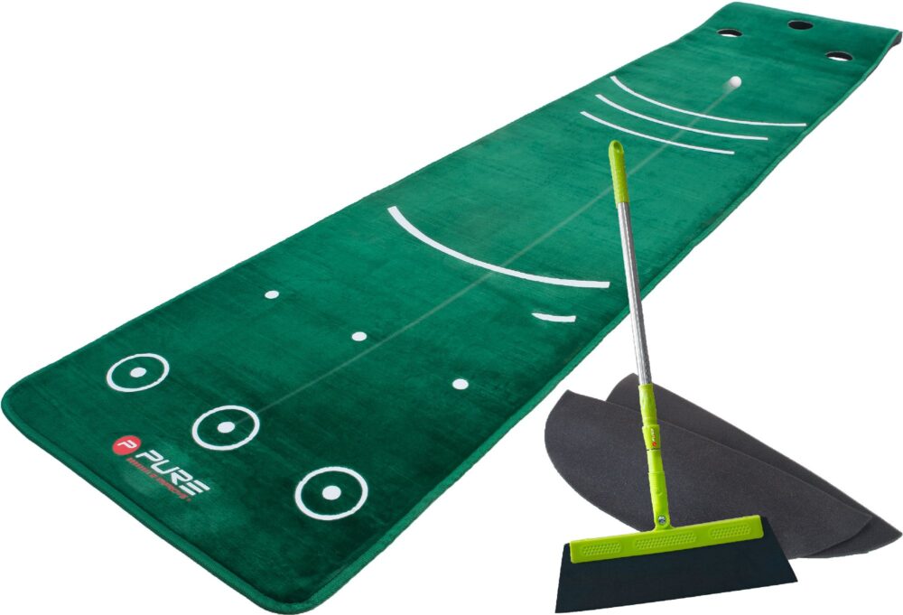 Pure2Improve Golf-Puttingmatte Dual Grain (mit Besen) grün 70x335cm