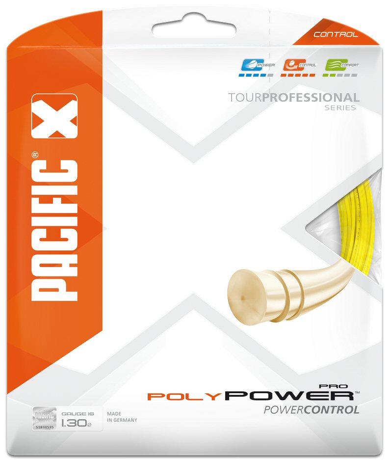 Pacific Tennissaite Poly Power Pro (Haltbarkeit+Power) gelb 12m Set, Saitendicke: 1.30 Image