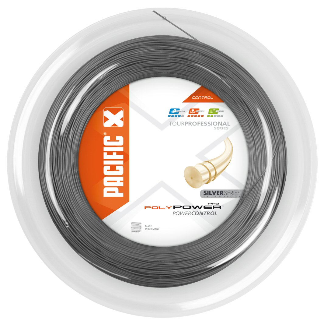 Pacific Tennissaite Poly Power Pro (Haltbarkeit+Power) silber 200m Rolle