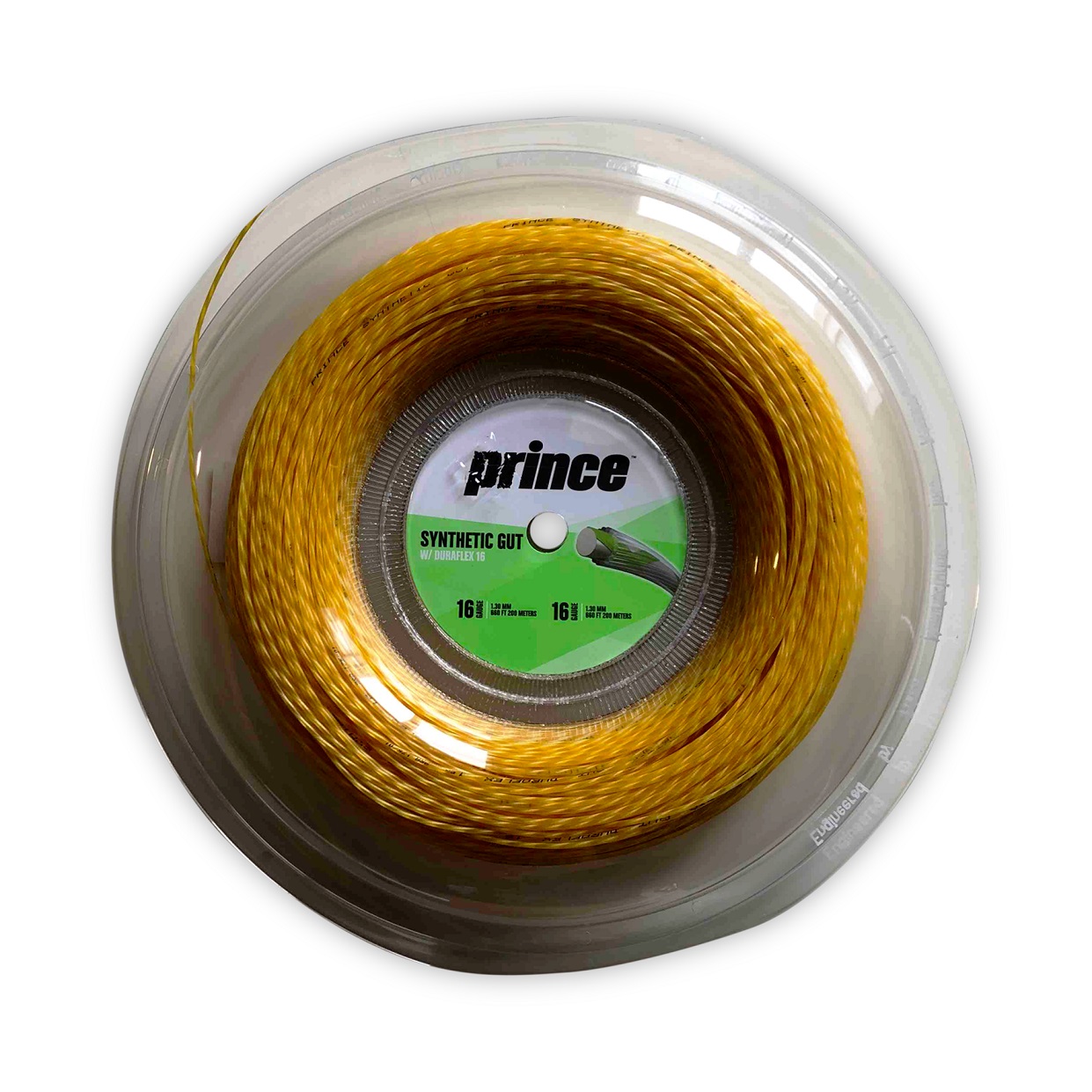Prince Tennissaite Synthetic Gut mit Duraflex (Allround+Haltbarkeit) gold 200m Rolle, Saitendicke: 1.30 Image