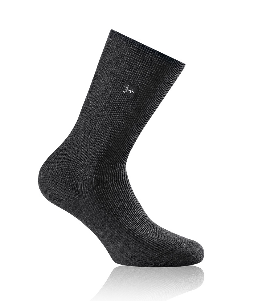 Rohner Tagessocke SupeR (gerippt, rutschfest, Baumwolle) anthrazit Herren 1 Paar, Größe: 39-40