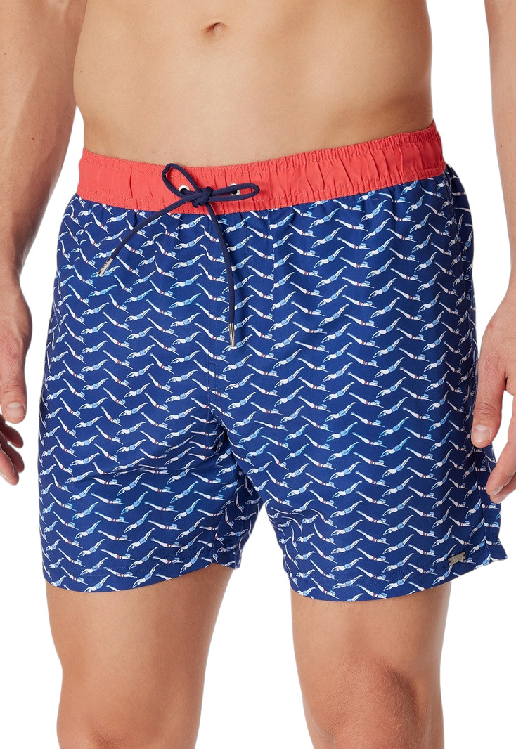 Schiesser Badehose Webware Schwimmer gemustert blau/rot Herren