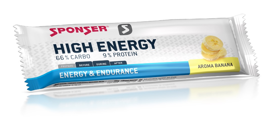 Sponser Riegel High Energy (hohe Energiedichte, optimale Verträglichkeit) Banane 30x45g Box