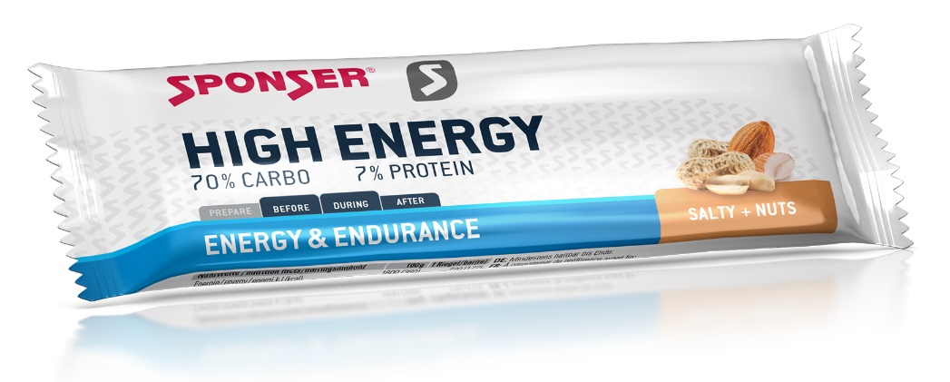 Sponser Riegel High Energy (hohe Energiedichte, optimale Verträglichkeit) Salty Nuts - Testsieger - 30x45g Box