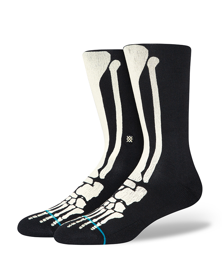 Stance Tagessocke Crew Bonez Infiknit (Knochen) schwarz - 1 Paar