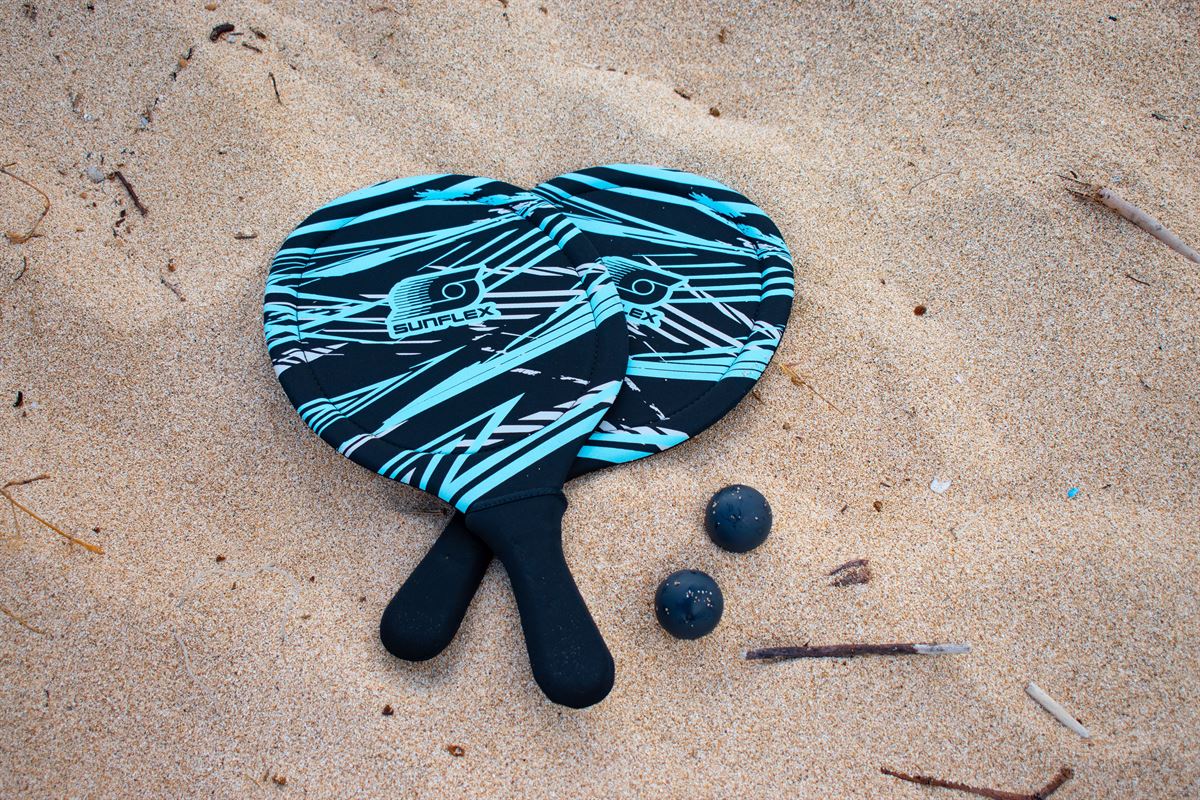 Sunflex Schlägerset Beachball Action Pro (2 Beachball-Schläger aus Neopren, 2 Bälle) blau