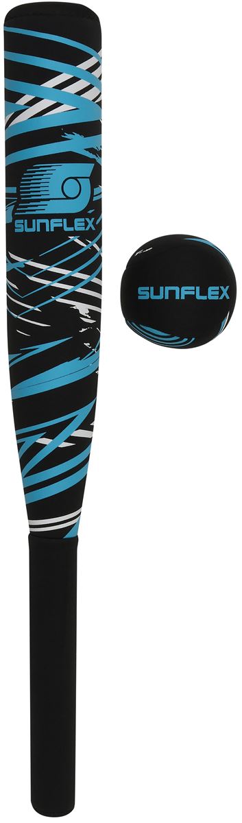 Sunflex Baseball Set Action Pro - weicher Neoprenüberzug, der das Verletzungsrisiko minimiert - schwarz/blau - 1 Stück
