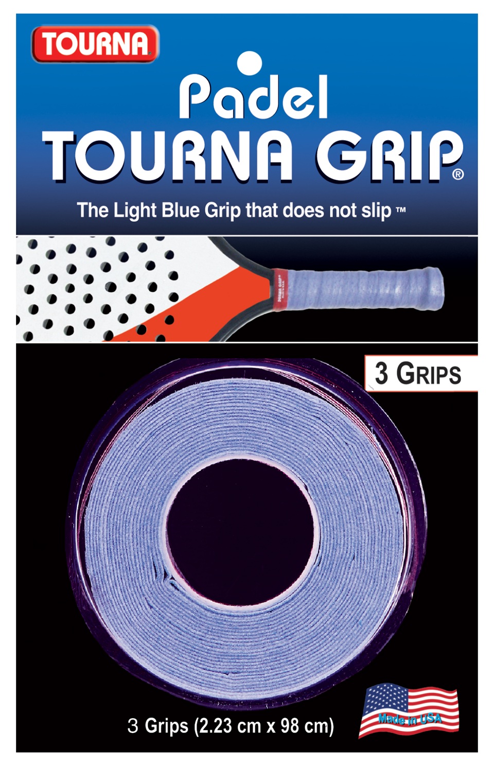 Tourna Overgrip Grip Padel (Griffigkeit, Komfort) blau 3er