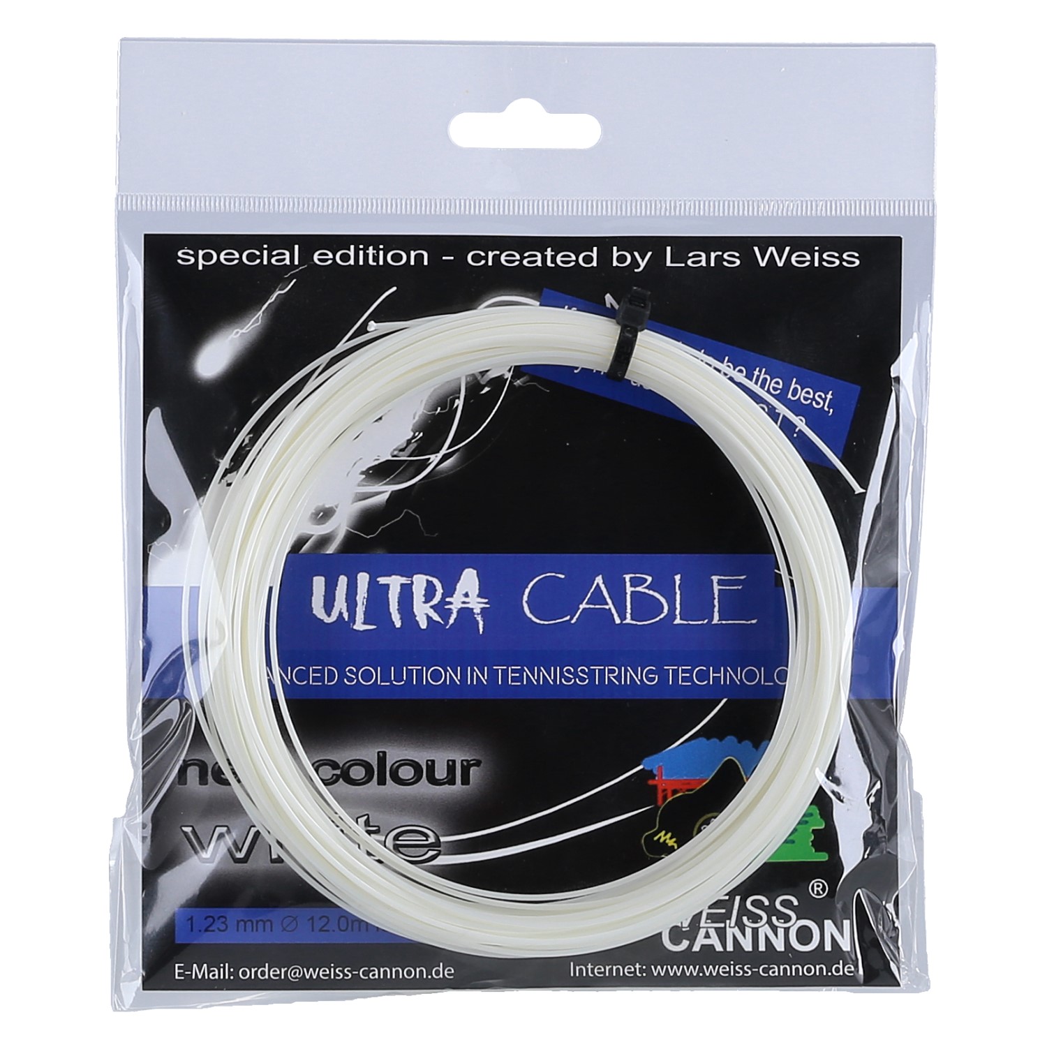 Collana Tennis Argento 925 Corda Da Tennis Weiss Cannon Ultra Cable - 1,23 Mm, Gauge 17, Nero, Confezione Da 12 Metri Ultra Cable 1.23 Mm