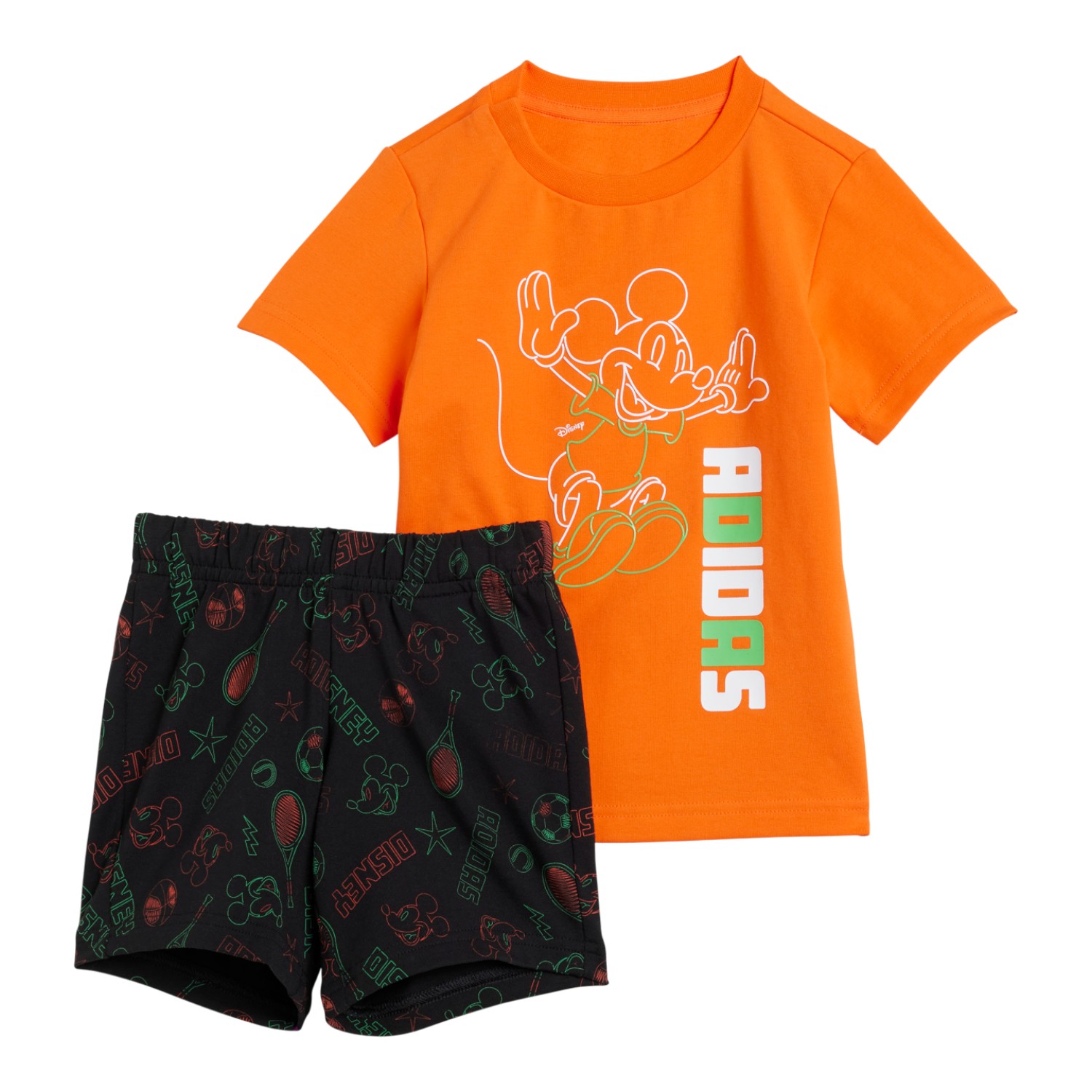adidas Jogginganzug Disney Micky Maus (T-shirt und kurze Hose) orange/rot Kleinkinder, Größe: 68 Image