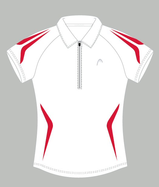 Head Polo Zip weiß/rot Damen (Größe S), Größe: S
