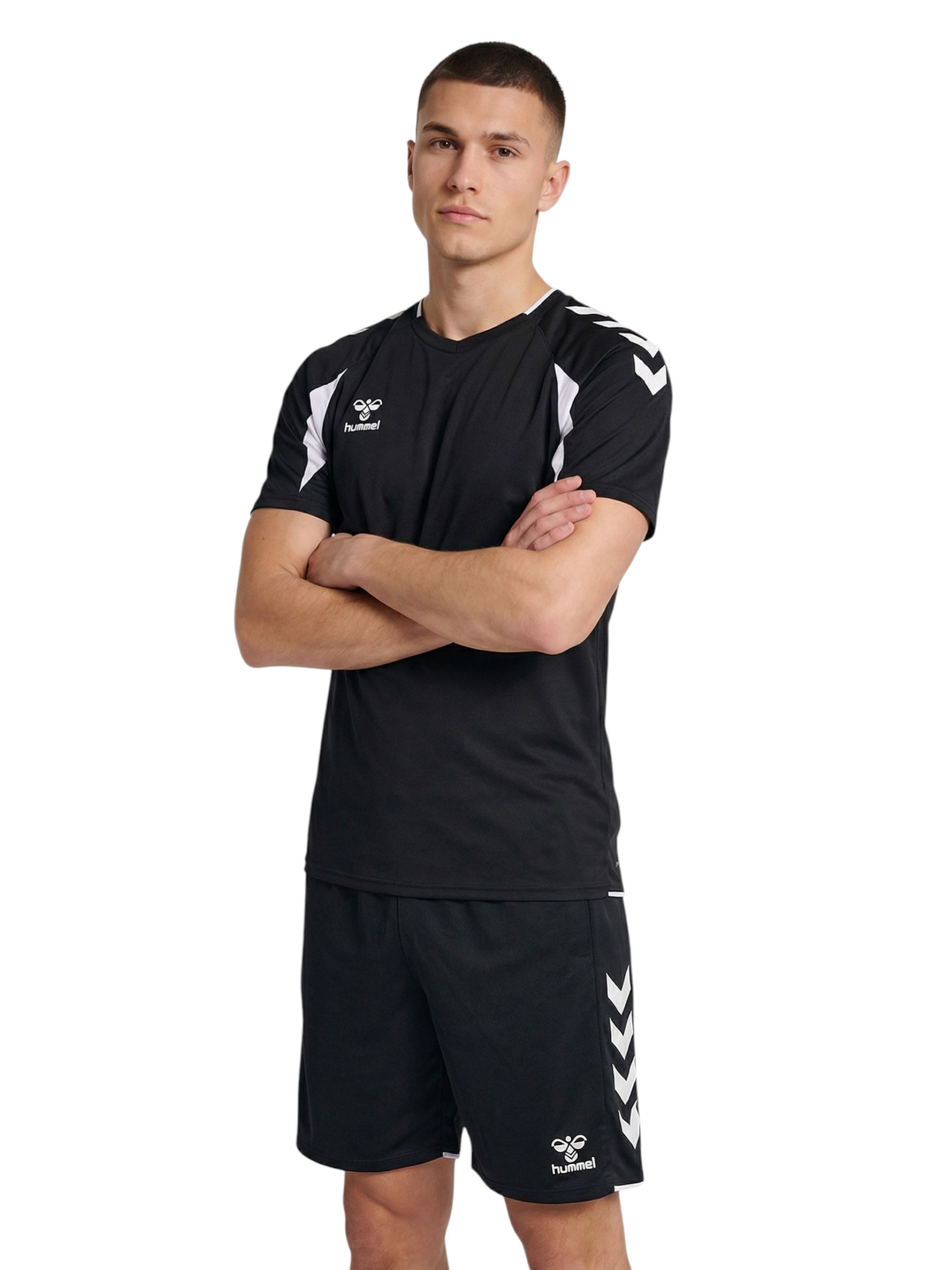 hummel Sport-Shirt hmlCORE 2.0 (rec. Polyester, optimale Bewegungsfreiheit) kurzarm schwarz/weiss Herren, Größe: L Image