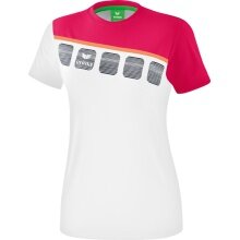Erima Sport-Shirt 5C (100% Polyester) weiß/rosa Damen