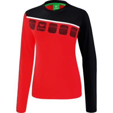 Erima Sport-Langarmshirt 5C (100% Polyester) rot/schwarz Damen