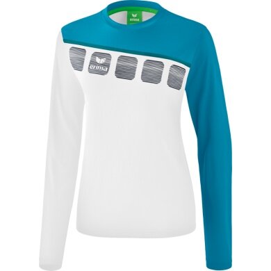 Erima Sport-Langarmshirt 5C (100% Polyester) weiss/blau Damen