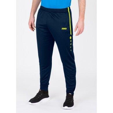 JAKO Trainingshose Pant Active (100% Polyester) lang marineblau/neongelb Herren