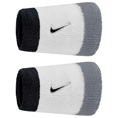 Nike Schweissband Swoosh Classic Doublewide Jumbo (Baumwollmix) 2025 weiss/grau/schwarz - 2 Stück