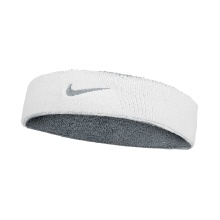 Nike Stirnband Swoosh Classic Reversible (Baumwollmix) 2025 grau/weiss - 1 Stück