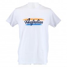 Australian Freizeit-Tshirt Logo Brush Line (100% Baumwolle) weiss/orange Herren