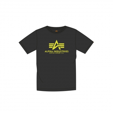 Alpha Industries Tshirt Basic (Baumwolle) Neon Print schwarz/neon gelb Herren