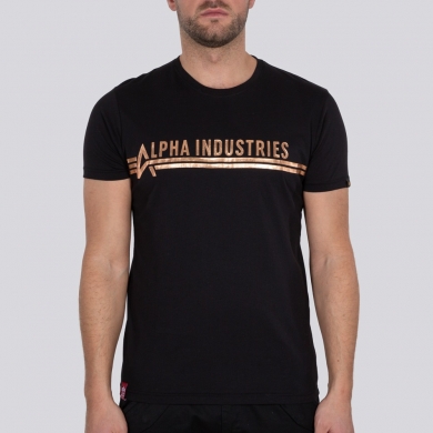 Alpha Industries Tshirt T Foil Print (Baumwolle) schwarz/kupferrot Herren