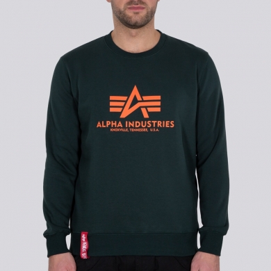 Alpha Industries Pullover Basic (Baumwolle) Sweater petrol/orange Herren