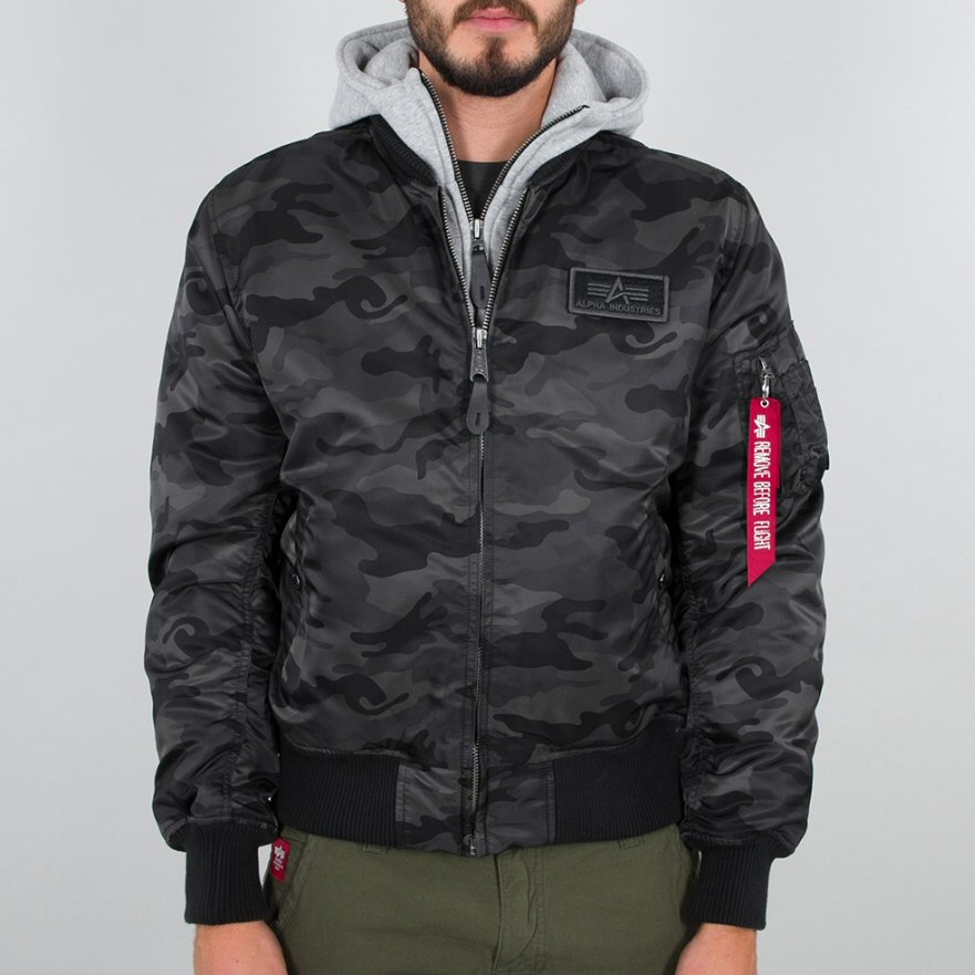 Alpha Industries Fliegerjacke Ma 1 D Tec Schwarz Camo Herren Versandkostenfrei Online Bestellen