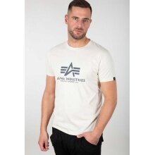 Alpha Industries Tshirt Basic (Baumwolle) jet stream weiss/schwarz Herren