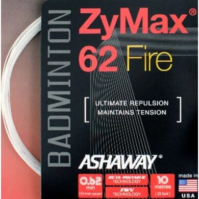Ashaway Badmintonsaite Zymax 62 Fire weiss 10m Set