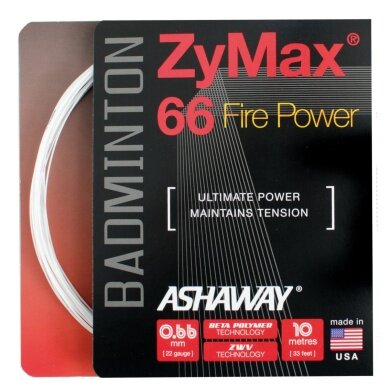 Ashaway Badmintonsaite Zymax 66 Fire Power weiss 10m Set