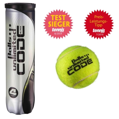 Balls Unlimited Tennisbälle Code Black gelb Dose 4er